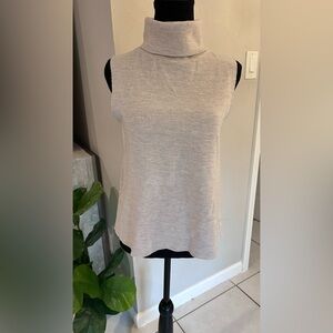 ZARA Sleeveless Turtleneck Knit Sweater Tank - Cream